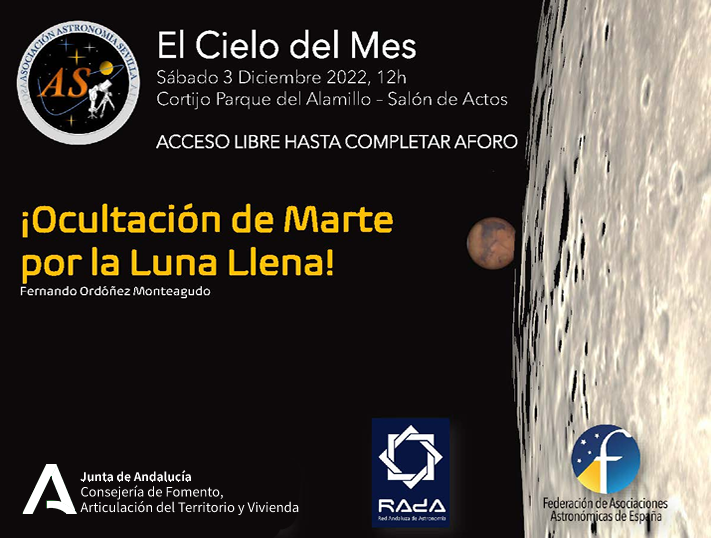 El ciclo del Cielo del Mes dedicará su sesión del 3 de diciembre en El Alamillo al “eclipse marciano”
