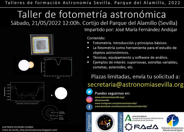Astronomía Sevilla ofrece este sábado en el Cortijo del Alamillo un taller sobre fotometría astronómica