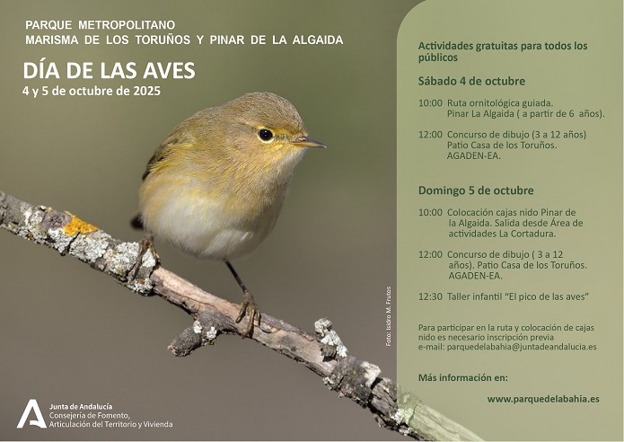 El Parque de Los Toruños celebra el Día de las Aves los próximos 4 y 5 de octubre con actividades diversas