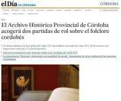 El Archivo Histórico Provincial de Córdoba acogerá dos partidas de rol sobre el folclore cordobés
