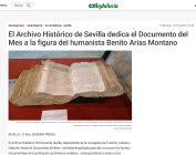 El Archivo Histórico de Sevilla dedica el Documento del Mes a la figura del humanista Benito Arias Montano