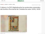 Cultura y la UCO digitalizarán los protocolos notariales del Archivo Provincial de Córdoba de entre 1450 y 1650