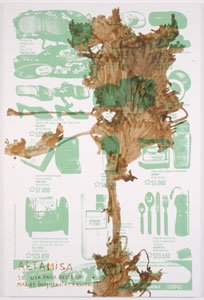 FEDERICO GUZMÁN. Sin título (Altamisa), 2001. Serie Las siete yerbas amargas. 195 x 130 cm. Ploter y pintura sobre tela