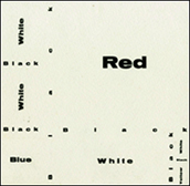 Jos Luis Castillejo. 'Exposicin por correspondencia. Composition wiht Red, Blue and Yellow [cartn Zaj]', 1966. Archivo Lafuente