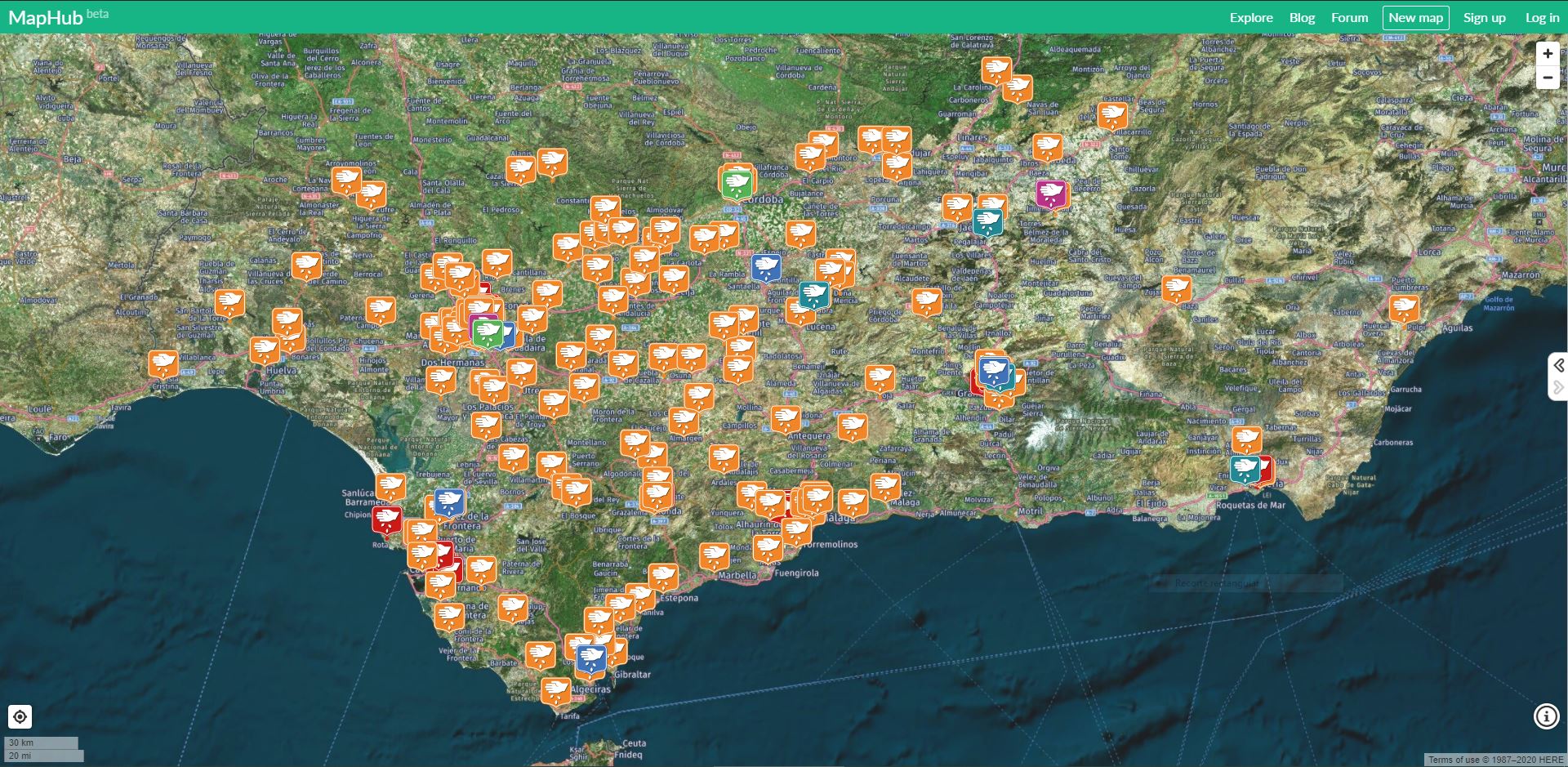 Mapa interactivo de huertos sociales de Andalucía