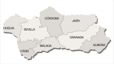Mapa de Andalucía para seleccionar la provincia que le interese