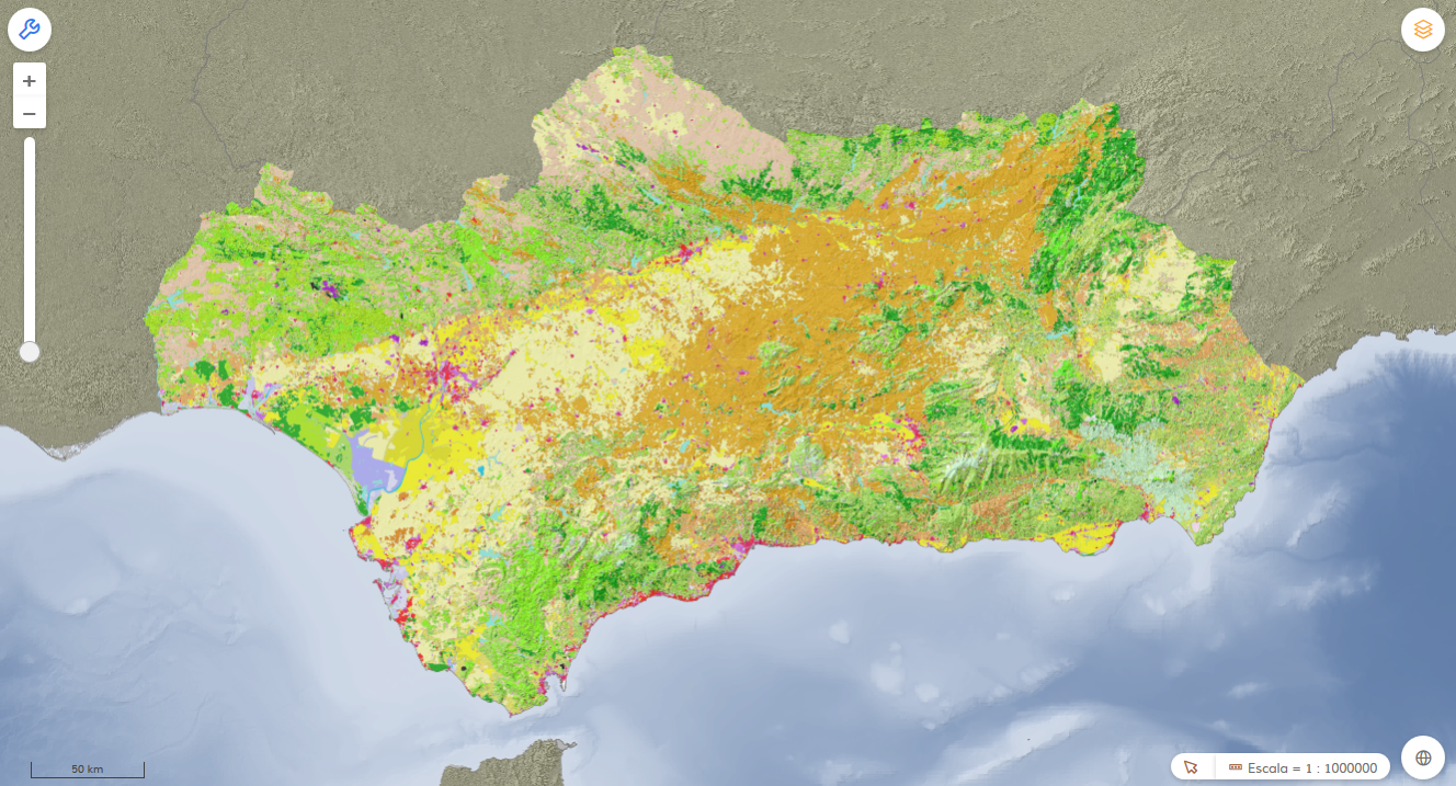 Visor de los Datos Espaciales de Referencia de Andalucía (DERA). Usos del suelo