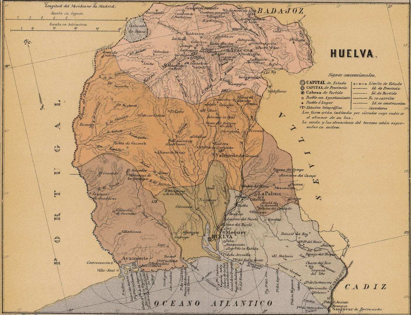 Mapa de la provincia de Huelva
