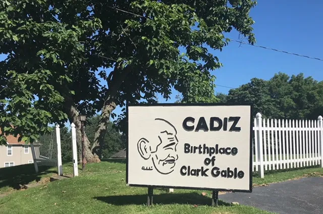 Cartel sobre el nacimiento de Clark Gable en Cadiz (Ohio)