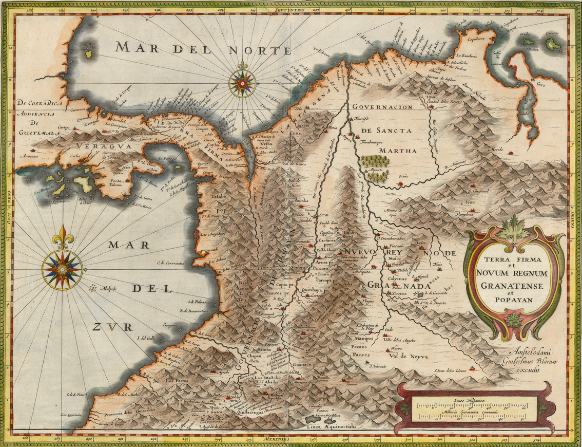 Mapa de Tierra Firme, Nuevo Reino de Granada y Popayán (1631) Willem Janszoon Blaeu