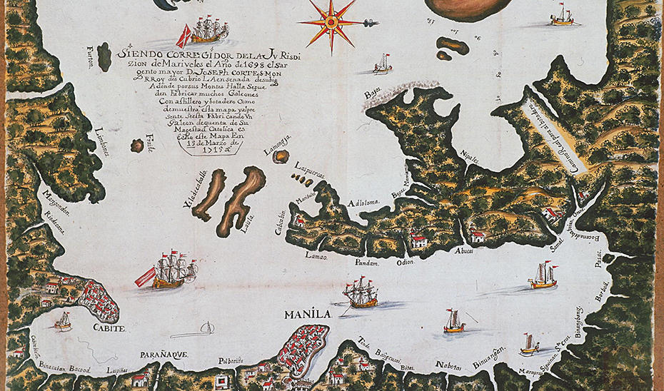 Mapa de Manila y su bahía con indicación de La ensenada de Subig y las poblaciones de Cavite y Manila, 15 de marzo de 1715.