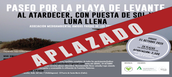 Aplazado por el COVID el paseo por la playa de Levante previsto para el sábado 31 de octubre