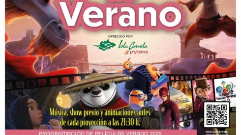 Cartel con todas las fechas y películas Cine de Verano 2025 previstas en Isla Canela y Punta del Moral