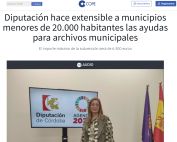Diputación hace extensible a municipios menores de 20.000 habitantes las ayudas para archivos municipales