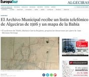 El Archivo Municipal recibe un listín telefónico de Algeciras de 1916 y un mapa de la Bahía