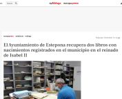 El Ayuntamiento de Estepona recupera dos libros con nacimientos registrados en el municipio en el reinado de Isabel II