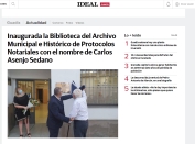 Inaugurada la Biblioteca del Archivo Municipal e Histórico de Protocolos Notariales con el nombre de Carlos Asenjo Sedano