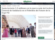 Junta invierte 5,3 millones en la nueva sede del Archivo General de Andalucía en el Pabellón del Futuro de la Expo'92