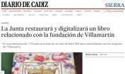 La Junta restaurará y digitalizará un libro relacionado con la fundación de Villamartín