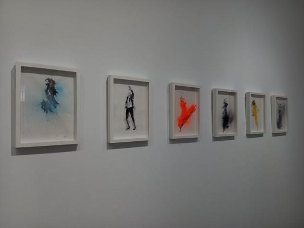 Cinco cuadros de pequeño formato de la exposición Tablao Flamenco