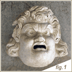 Fig.1 - MÁSCARA.( MÁSCARA teatral en mármol. Museos Vaticanos, Roma.)
