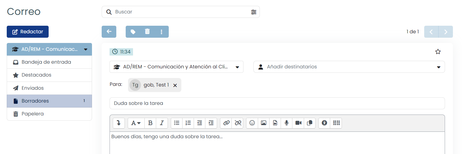 Redactar un correo Redactar un correo