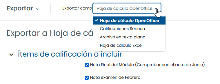Formatos de exportación