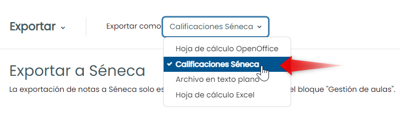 Calificador - Exportación Séneca