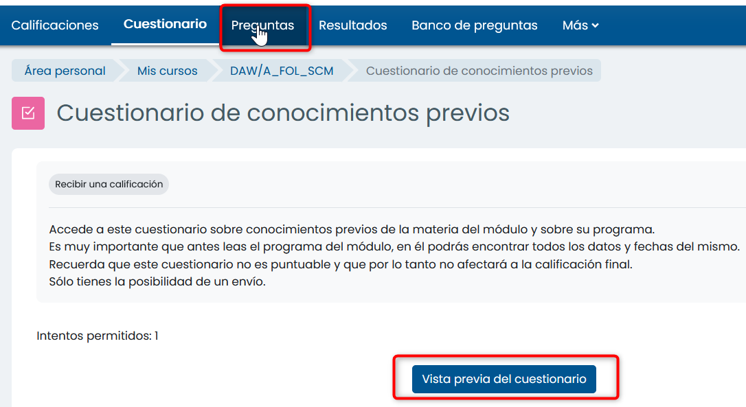 Cuestionario de conocimientos previos Cuestionario de conocimientos previos