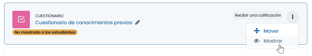 Hacer visible cuestionario