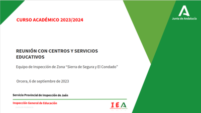 Presentación Centros Educativos e Inspección. Orcera 06/09/2023