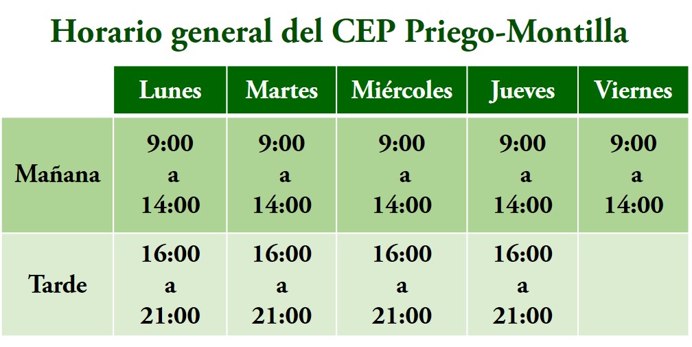 Datos de contacto del Centro del Profesorado de Priego - Montilla