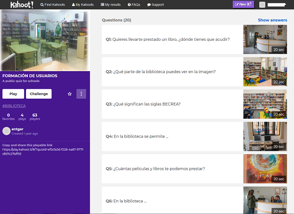 Kahoot. Formación de usuarios