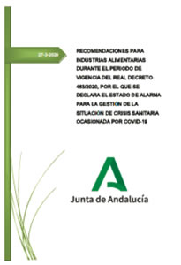 Recomendaciones para industrias alimentarias durante estado de alarma