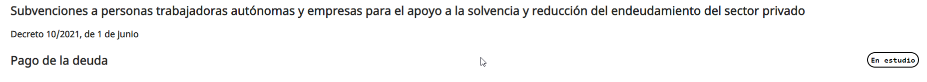 Subvención en fase en estudio