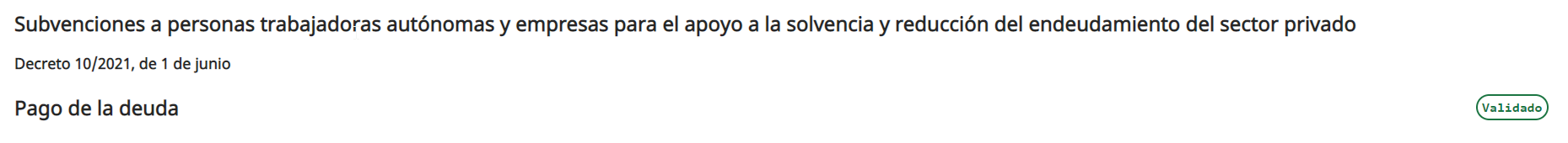 Subvención en fase validado