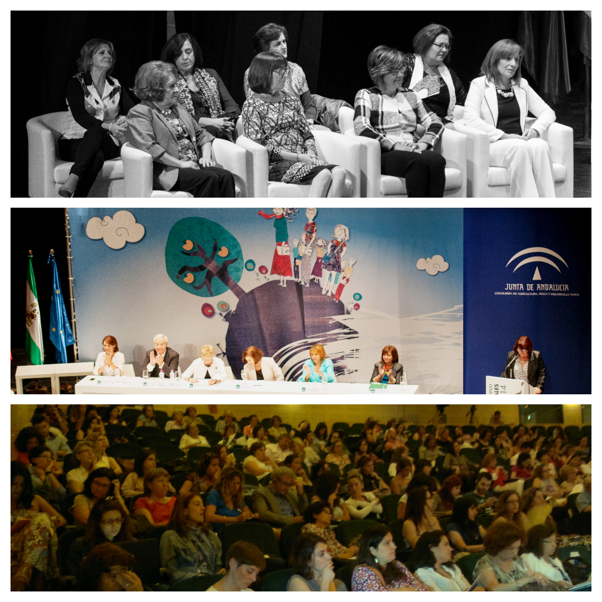 Fotos de diferentes actos de entrega de reconocimientos a mujeres relevantes del medio rural andaluza en el Día Internacional de las Mujeres Rurales celebrado el 15 de octubre.
