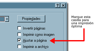 Captura de pantalla mostrando la casilla "Ajustar a página"