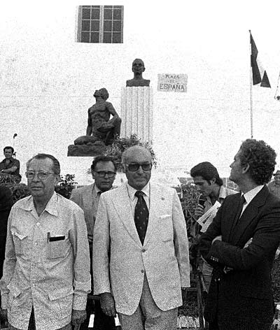 Clavero, Tomás y Escuredo en el homenaje a Blas Infante en Casares.