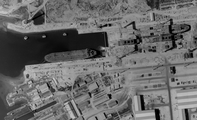 Detalle de la factora de Matagorda de AESA, 1977-78. Ortofotografia del Vuelo Interministerial 1977-78