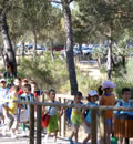 Escolares entran en el Centro de Visitantes El Acebuche, de Doñana.