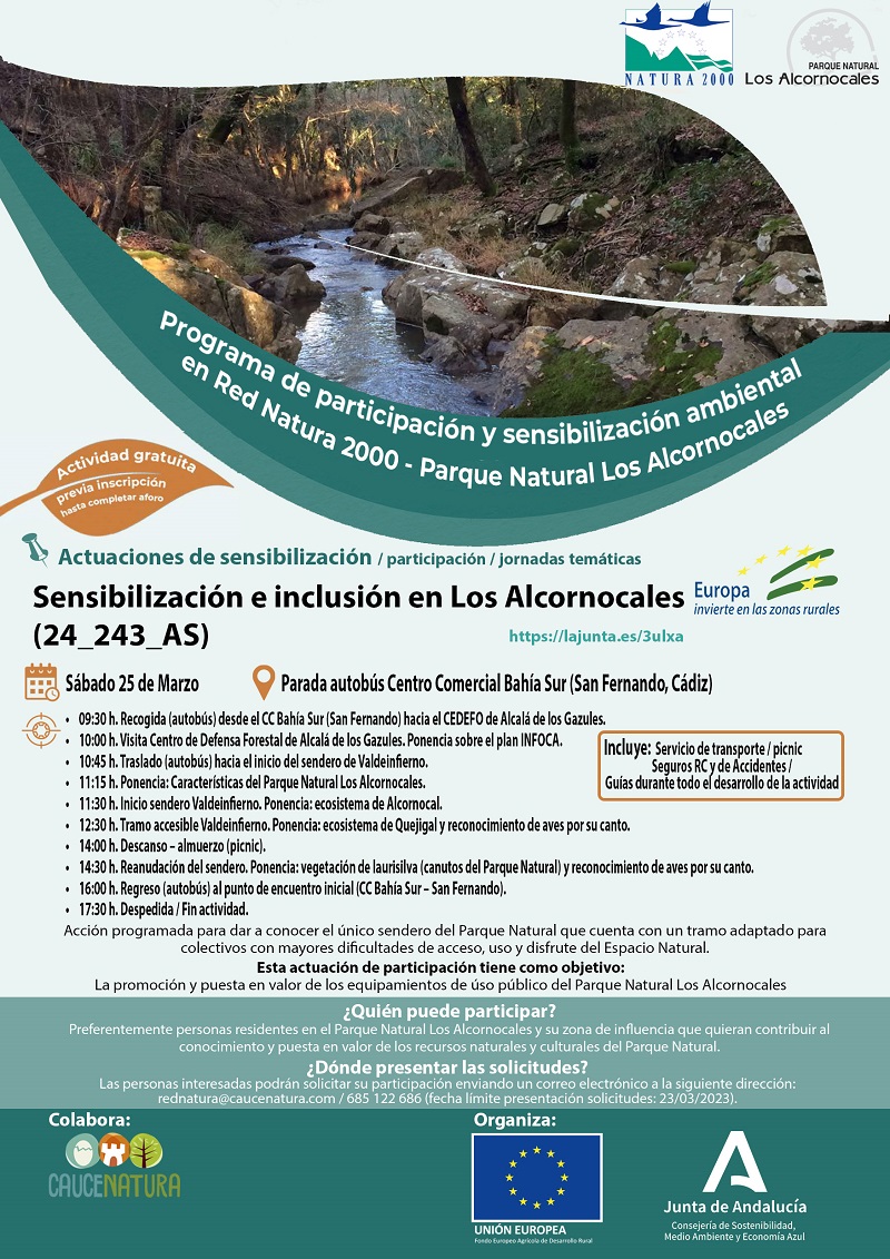 Cartel de la actividad Sensibilización e inclusión en los alcornocales