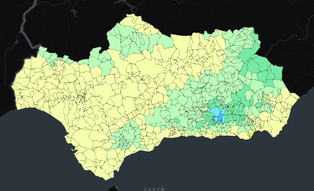 Ampliar imagen: mapa de Andalucía con sus municipios