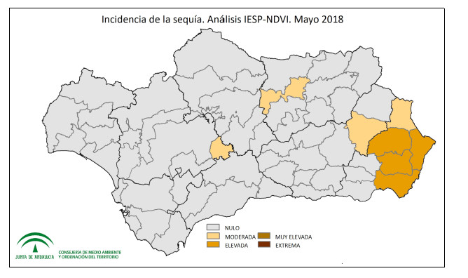 Primavera húmeda en Andalucía. Sistema integral de seguimiento de la sequía (mayo 2018)