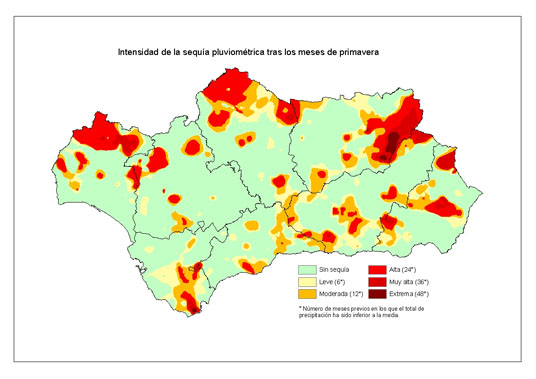 Intensidad de la sequía pluviométrica tras los meses de primavera 