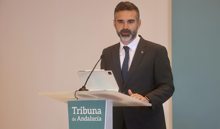 El consejero de Sostenibilidad, Ramón Fernández-Pacheco, durante su intervención en el II Foro Tribuna de Andalucía, en Cádiz.
