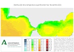 Ampliar mapa, temperatura superficial del mar (SST). Noviembre 2021