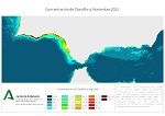Ampliar mapa, concentración de Clorofila-a. Noviembre 2021