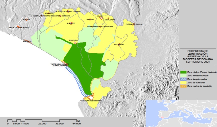 límites y la zonificación de la actual Reserva de la Biosfera Doñana