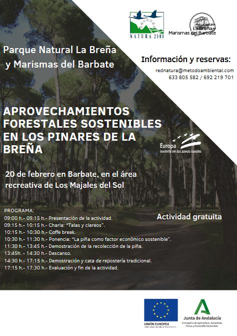 Cartel sobre la actividad de la Red Natural 2000 Aprovechamientos forestales sostenibles en los pinares de La Breña